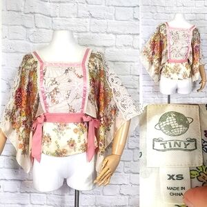 TINY boho Hanky Sleeve Blouse Anthro XS